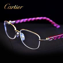 Cartier卡地亚半框玳瑁色镀香槟金饰面眼镜框架